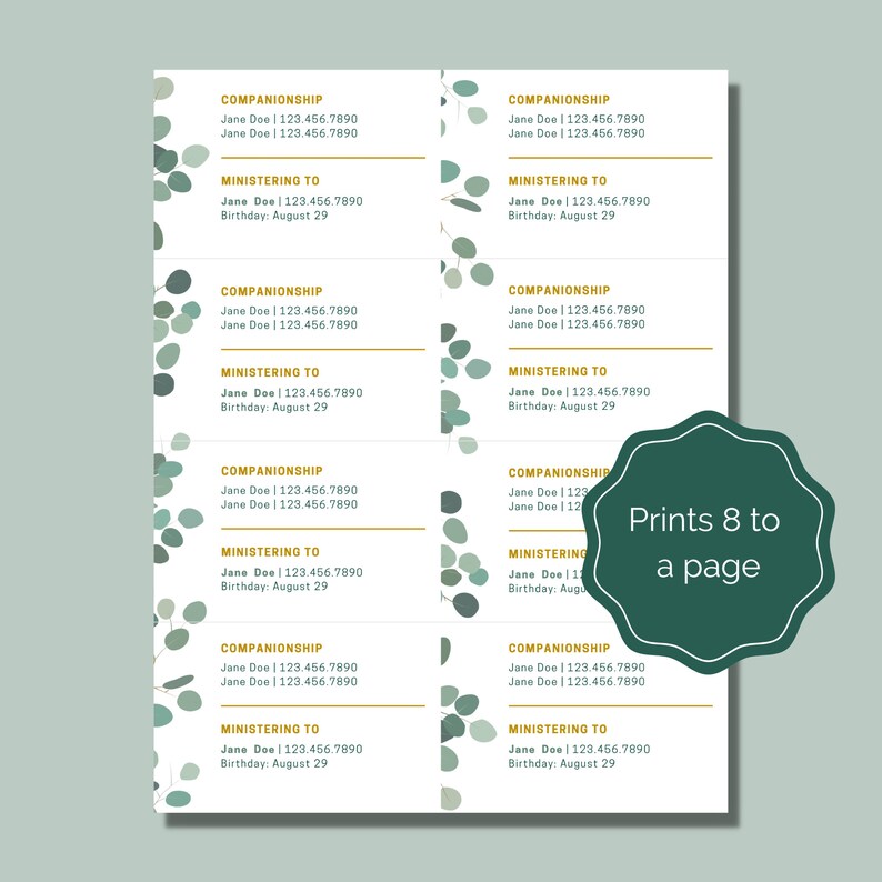 Relief Society Ministering Assignment Printable Card Editable Canva Template LDS Ministering ...