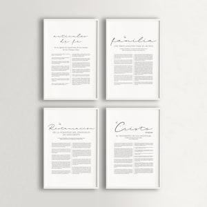 4 Spanish LDS Prints / Cristo Viviente, Proclamación sobre la familia, Artículos de Fe, Restauración / Iglesia de Jesucristo / LDS Wall Art