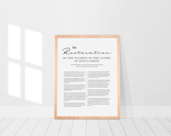 The Restoration Proclamation Printable | Church of Jesus Christ Art | Restoration Wall Art | Calligraphy | LDS Wall Art | Printable | Print