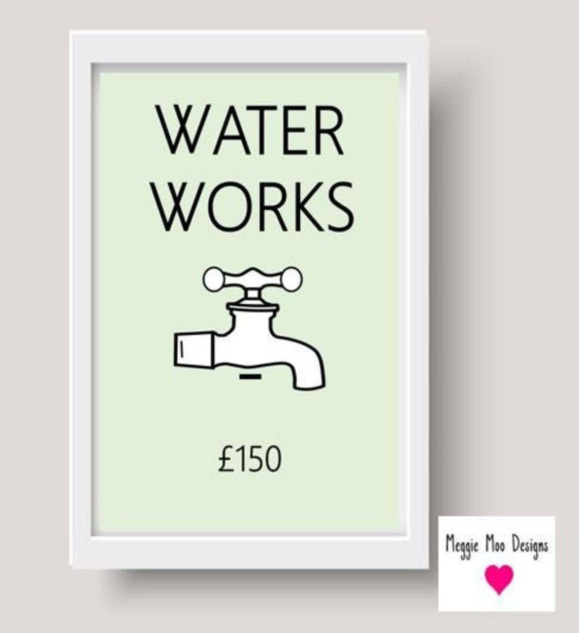Monopoly Water Works Bathroom Print Bathroom Print Funny Etsy UK
