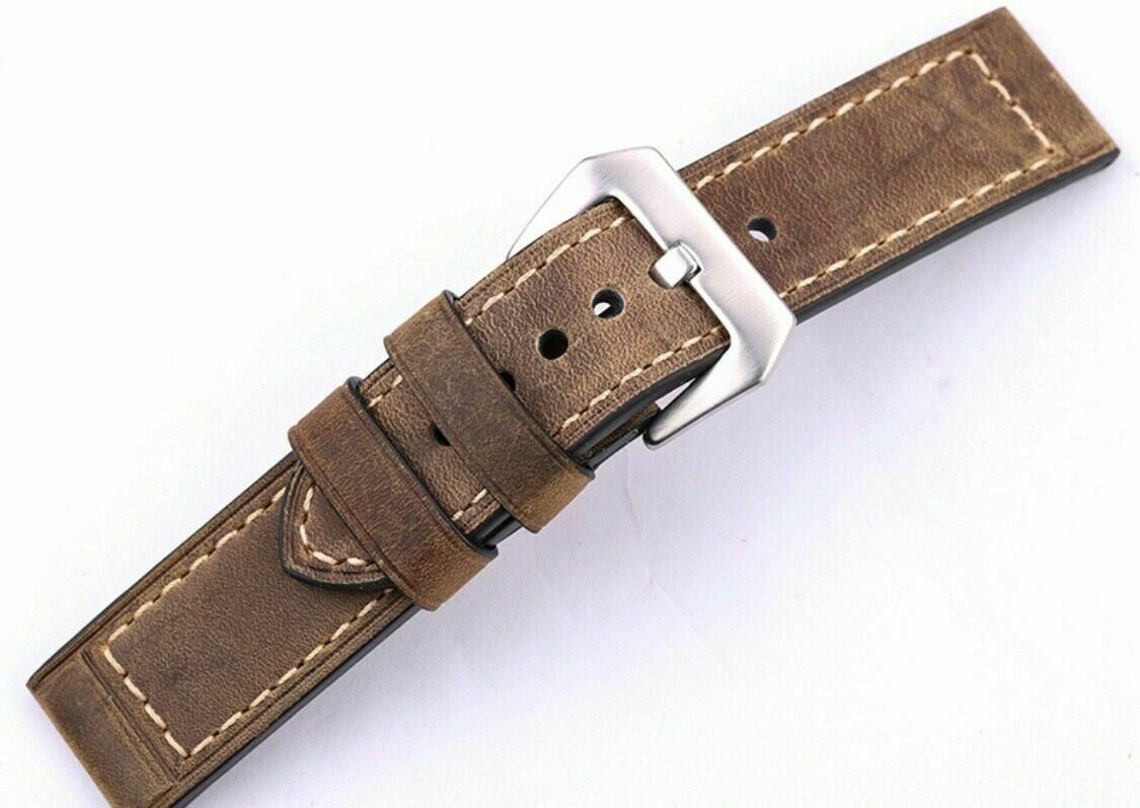 Handmade Vintage Leather strap 22mm Brown leather in 22/22mm Etsy