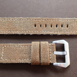 Handmade Vintage Army Canvas strap in 24mm - 24/24mm With Buckle - Compatible with Panerai