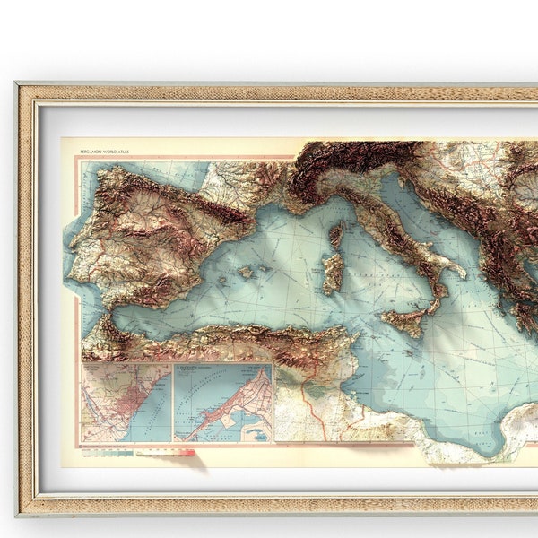 Mediterranean Sea - Vintage Map - Map Art Print