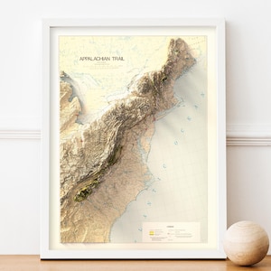 Carte du sentier des Appalaches 1981 - topographie - décoration murale - carte vintage Impression artistique
