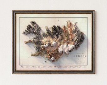 Iceland Topographic Map Print: 1901 Geological Wall Art