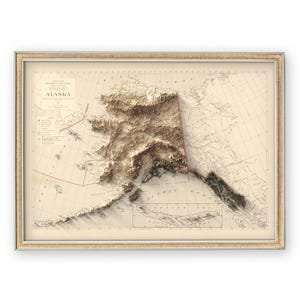 Carte de l'Alaska (1942) - carte topographique - carte vintage - impression d'art - décoration murale - cadeau unique