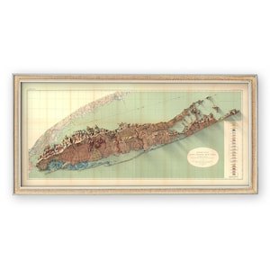 Long Island, NY 1913 - Mapa geológico - Decoración de pared - Impresión de arte vintage