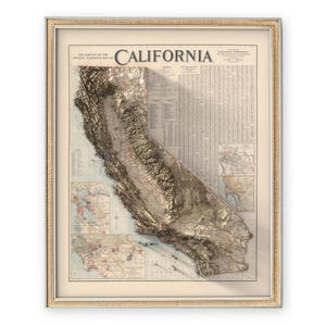 California Vintage Railroads Map 1926 - Fine Art Print - Rustic Home Decor