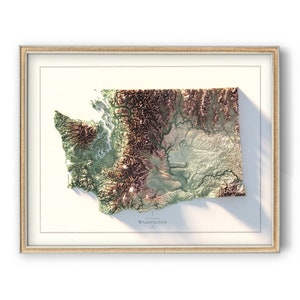 Washington - Höhenkarte - Minimal Wand Dekor - Karte Kunstdruck