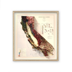 Geologische Karte von Kalifornien (1977) - Wand Dekoration - Topographie - Art Print - Einzigartiges Geschenk