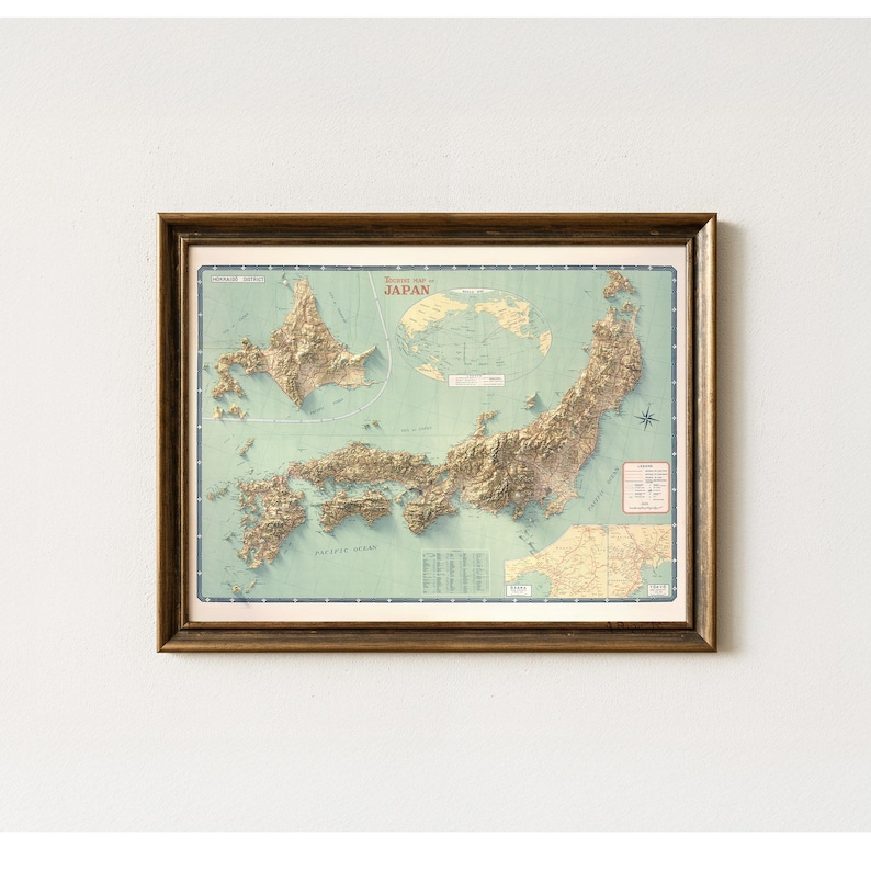 Vintage Japan Travel Map 1949: Mid-Century Cartography Art Print image 7