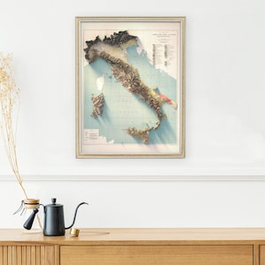 Italy Soil Map (1966): Vintage Relief Decor, Wall Art Gift, Unique Map Poster image 7