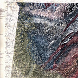 Geological Map of Alabama 1926: Vintage Relief Map Art, Home Decor, Housewarming Gift image 6