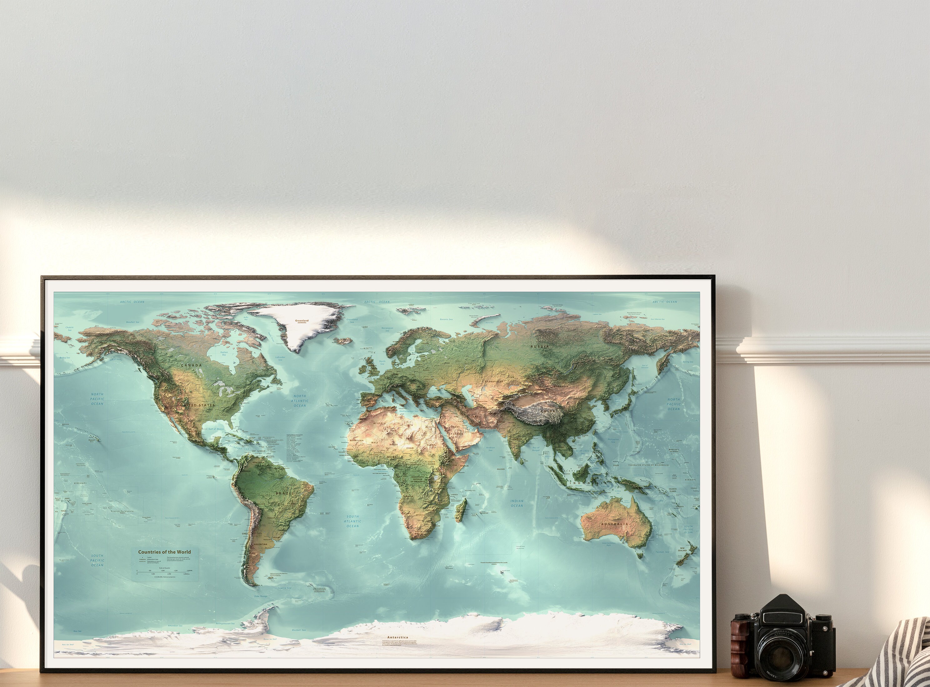The World Map Detailed Countries and Political Boundaries Wall Map - Etsy