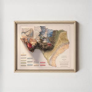 Vintage Texas Geological Map 1933: Relief & Elevation Wall Art, Map Poster Print image 7
