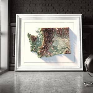 Washington State Map decor for office or your space, a unique gift idea.