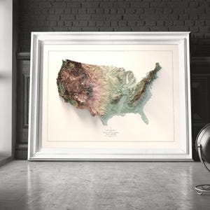 United States wall map art. A frame Mockup  showing the printed poster map of United States.