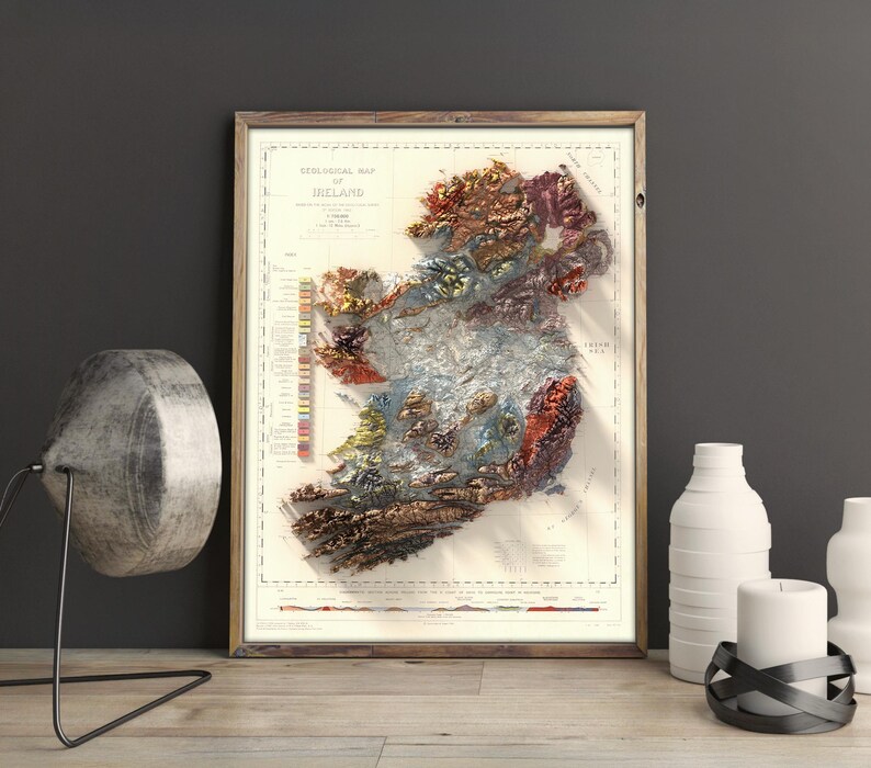 Geologische Karte Irlands (1878): Vintage-Wanddekoration, einzigartiger Kunstdruck, Geschenk für Kartenliebhaber Bild 6