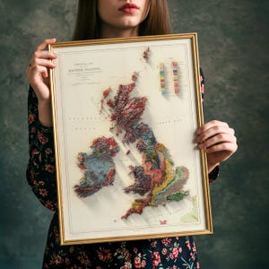 British Islands Topographic Map Art Print: Geological Wall Decor image 1