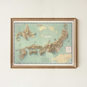 Vintage Japan Travel Map 1949: Mid-Century Cartography Art Print image 3