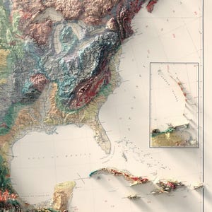 North America Vintage Map 1911: Realistic Relief Wall Decor, Antique Geological Art Print image 7