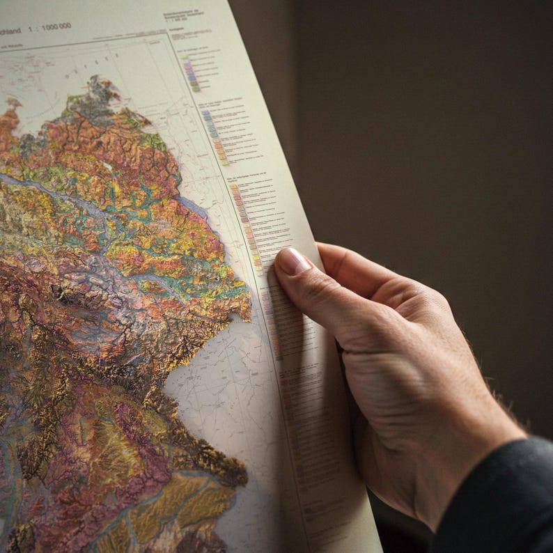 Vintage Germany Soil Map Print: Topographic Relief Wall Art image 8