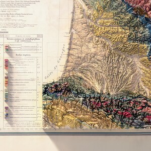 Geological Map of France: Topographic Elevation Art Print image 10