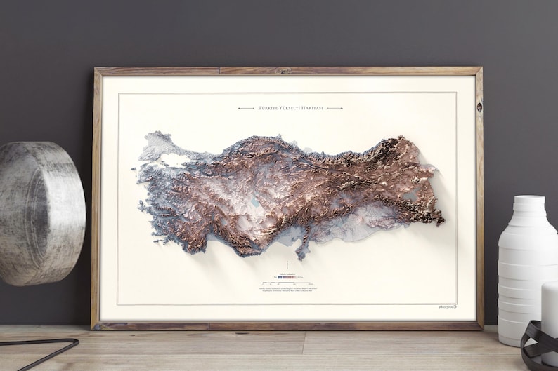 Wooden framed poster  map of Turkiye map, a unique gift idea for your space. Anatolia, Turkey, Turkiye, Türkiye