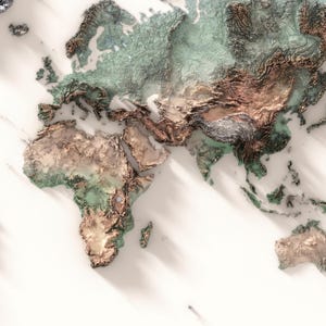 Mapa topográfico natural detallado del mundo, póster para pared, decoración de viajes imagen 9
