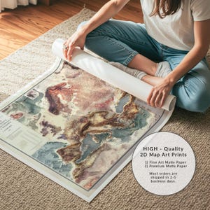 Europe Tectonic Map Art Print: Vintage Wall Decor image 11