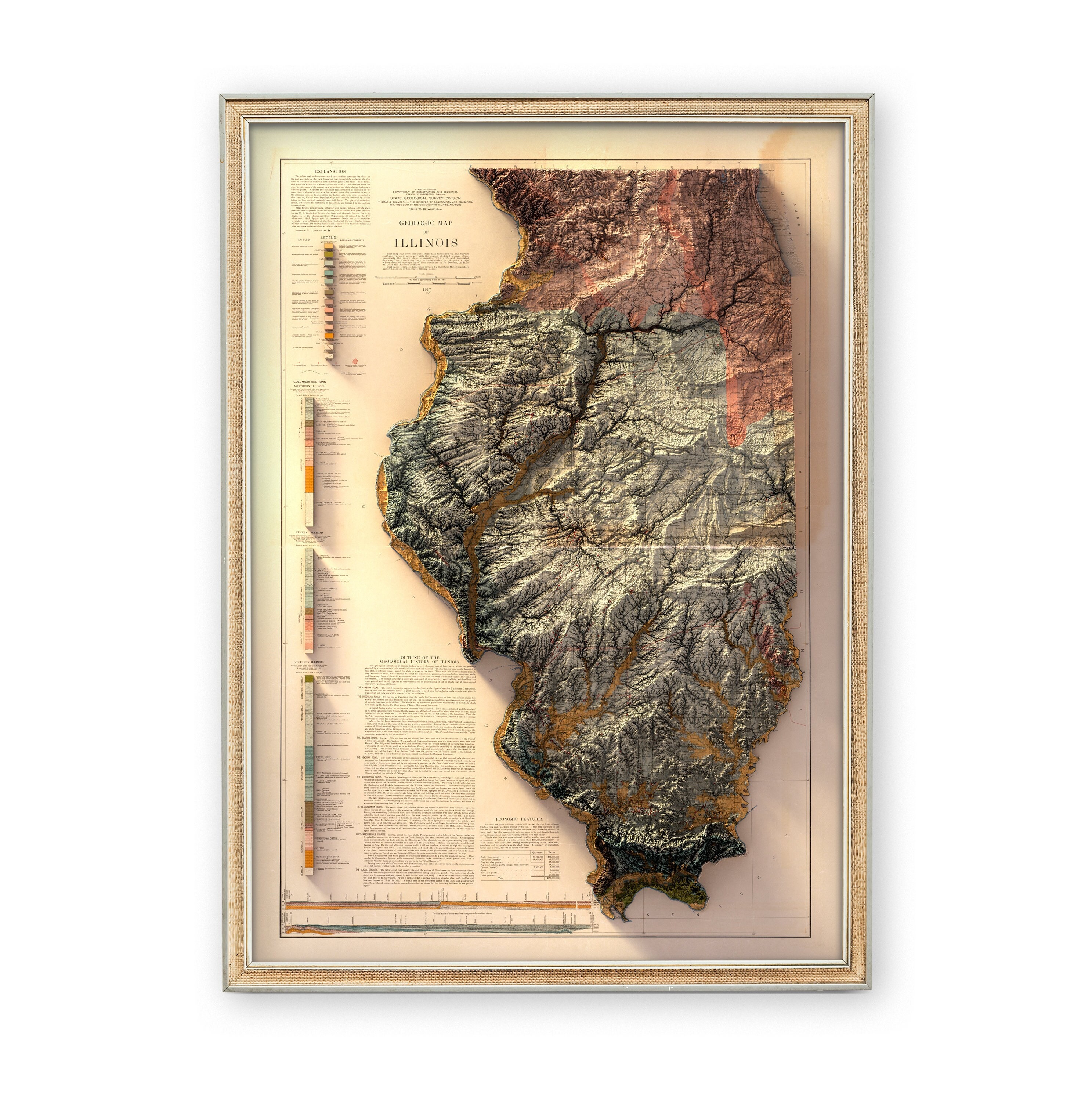 Illinois Geological Map Elevation Map Topography Shaded Relief Map