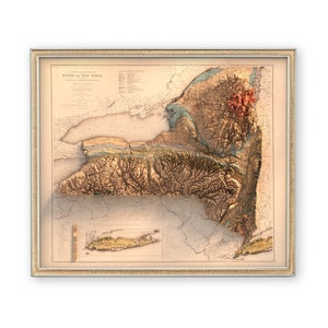 Geologische Karte von New York State (1895) - Topographie - Wanddeko - Kunstdruck - Einzigartiges Geschenk