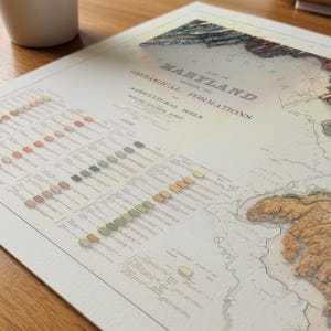 Sztuka druku mapy geologicznej Maryland w stylu vintage: topograficzna dekoracja ścienna zdjęcie 4