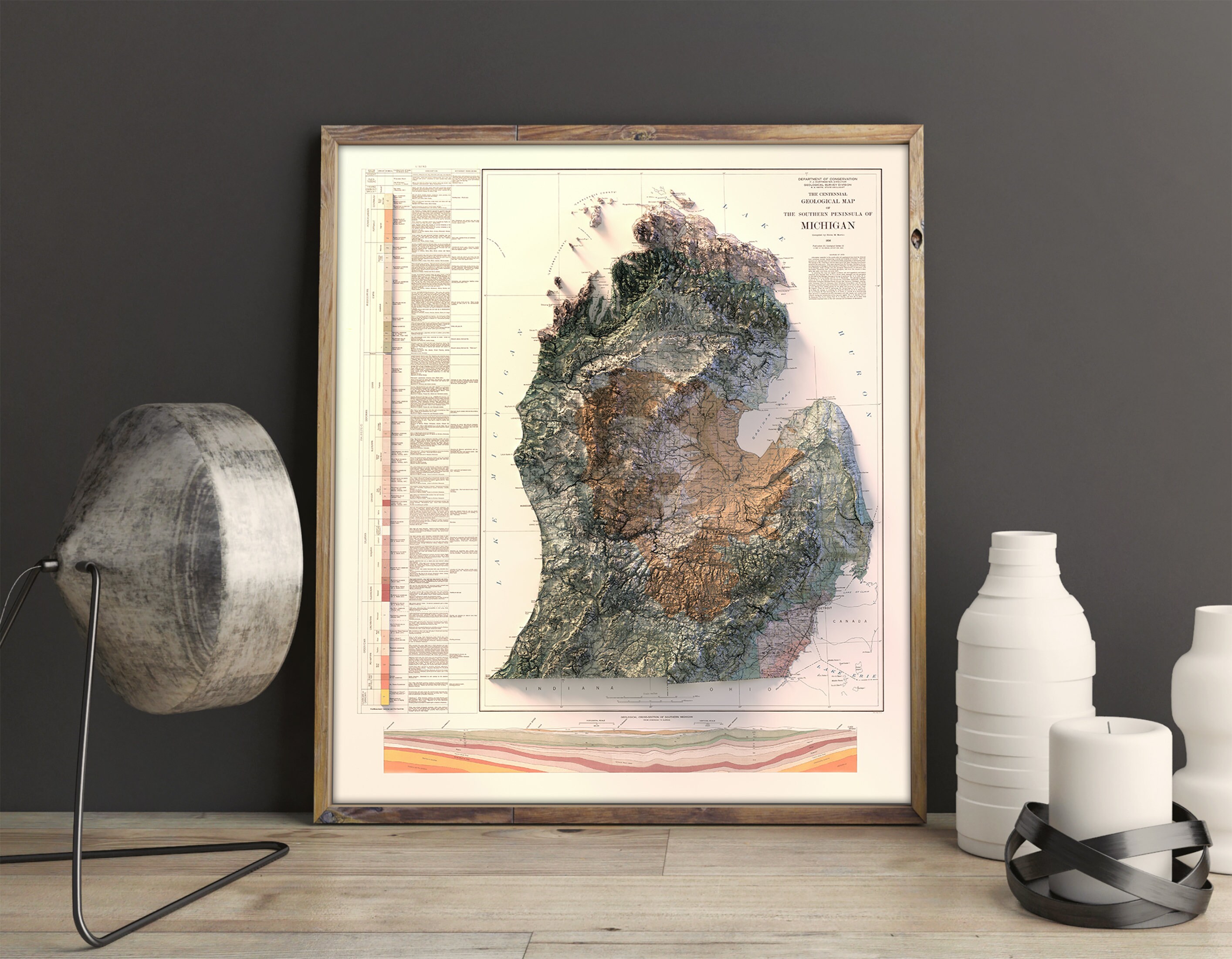 The Geological Map of the Southern Peninsula of Michigan (1936) - Wall ...