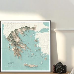 Greece Topographic Map Print, Shaded Relief Aegean Islands Wall Art Poster image 3