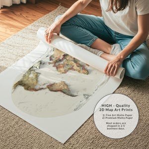 Mapa Político Mundial: Impressão Topográfica de Elevação, Arte de Parede em Relevo, Decoração de Escritório imagem 10