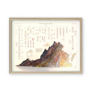Geologische kaart van Virginia (1993) - muurdecoratie - topografie - kunstafdruk - uniek cadeau