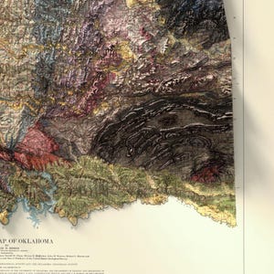 Oklahoma Geological Map Art Print: Vintage Topographic Terrain image 7