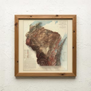 Mapa geológico de Wisconsin de 1911: relieve topográfico, lámina artística de estilo vintage, elegante decoración de pared. imagen 4