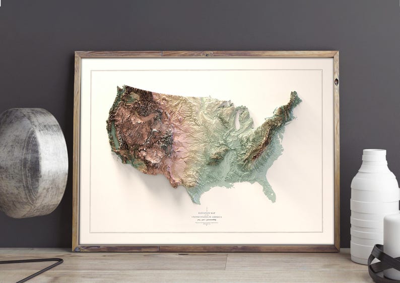 vintage map of the United States. gift for her. A unique map design showing the amazing details of the country. Printed onpaper in museum quality