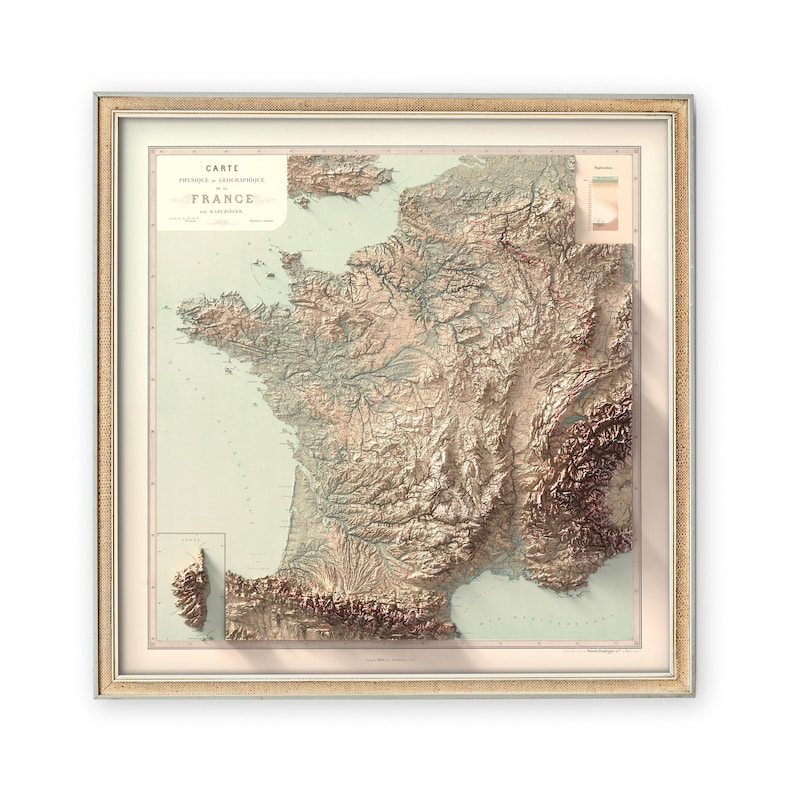 framed france wall map vintage gift idea
