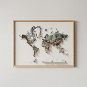 Mapa topográfico natural detallado del mundo, póster para pared, decoración de viajes imagen 5