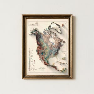 North America Vintage Map 1911: Realistic Relief Wall Decor, Antique Geological Art Print image 8