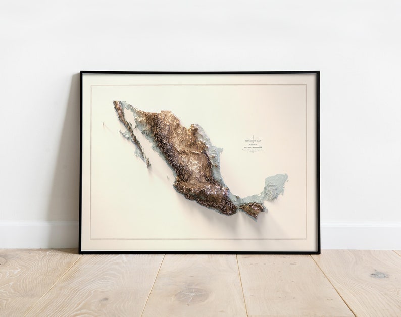 Photo of Mexico Country Map, printed on paper and framed wall map poster.