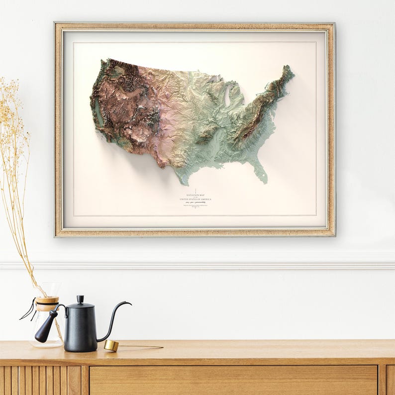 United States wall map poster in 2D