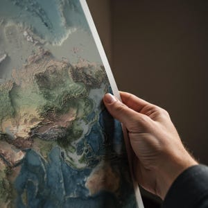 World Map: Natural Topography Wall Art Print with Realistic Relief and Ocean Detail image 7