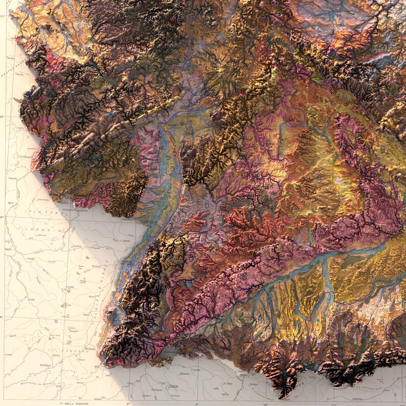 Vintage Germany Soil Map Print: Topographic Relief Wall Art image 3