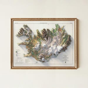 Iceland Topographic Map: Vintage Style Vegetation Wall Art Print image 2