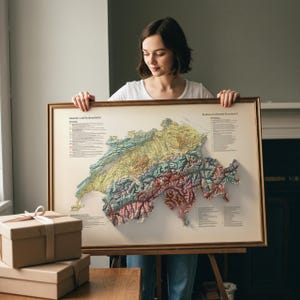 スイス地図ウォールアート：ヴィンテージ風の地質・地形図プリント、質感のあるレリーフポスター 画像 2