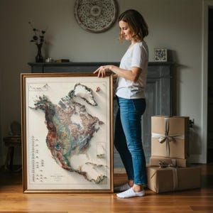 North America Vintage Map 1911: Realistic Relief Wall Decor, Antique Geological Art Print image 3